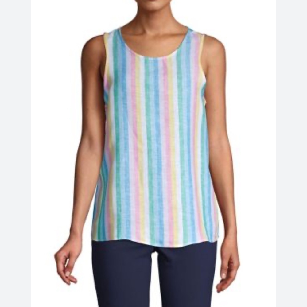 Lord & Taylor Striped Linen Tank Top